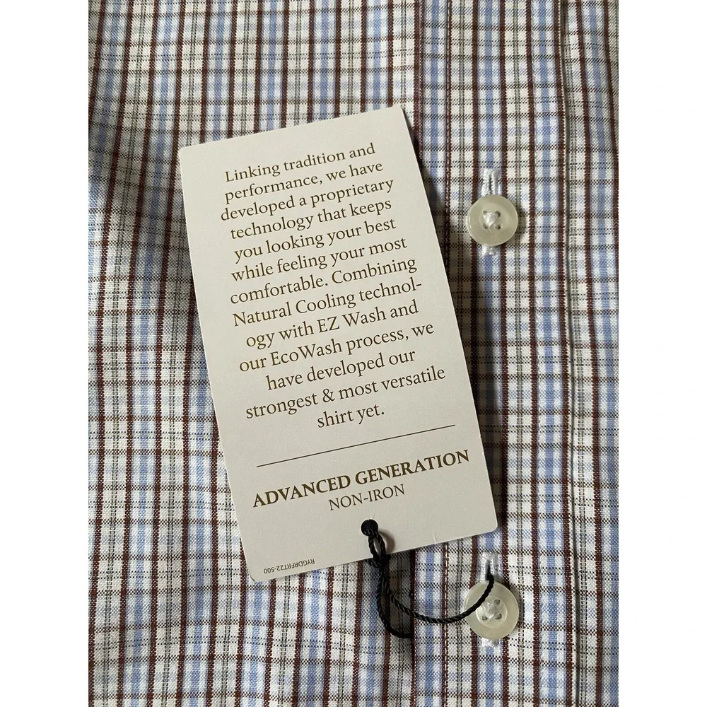Roundtree &‎ Yorke Gold Label Men's Small 141/2 X 32 Button Up Gingham Shirt - Picture 4 of 12